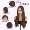 Haloo Brown Wigs with Curtain Bangs - Lace Front Hairline Middle Part Long Layered Natural Looking Wavy Hair Synthetic Women Wig for Daily Party, 22 Inch Light Brown view 3