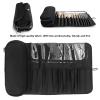 YolieraArt Makeup Storage Bag, Folding Cosmetic Organizer with Brush Slots, Large Capacity Travel Toiletry Bag in Black Cloth view 3