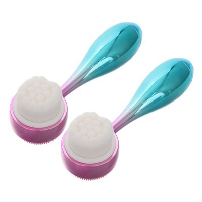 PRETYZOOM 2pcs Silicone Facial Cleansing Brush Manual Exfoliator Skin Care Scrubber for Deep Pore Cleaning and Blackhead Removal Gentle Silicone for All Skin Types