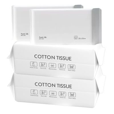 Disposable Face Towel 4 Bags 3D Pearl Pattern Super Absorbent Face Wipes Degradable Plant Fiber Wet and Dry Daily for for Home Travel