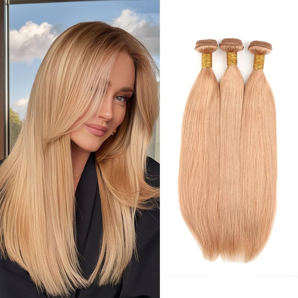 Virgin Human Hair Weft Weaves Extensions Bundle Hair for Full Head 3 Bundles Straight Hair #18