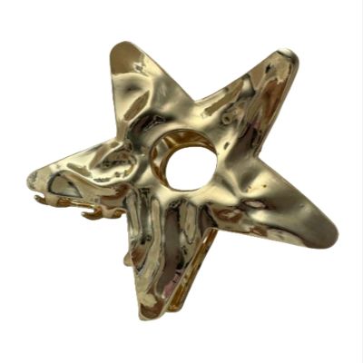 Concave and convex hollow five pointed star metal grip clip, cool and high-end, big star shark clip on the back of the head