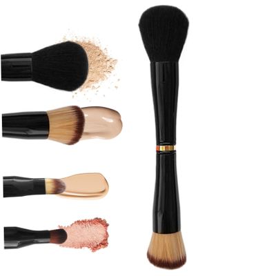 4 in 1 Makeup Brush Stackable Dual Ended Makeup Brush Mini Travel Brushes Set with Powder/Blush, Blending and Eyeshadow