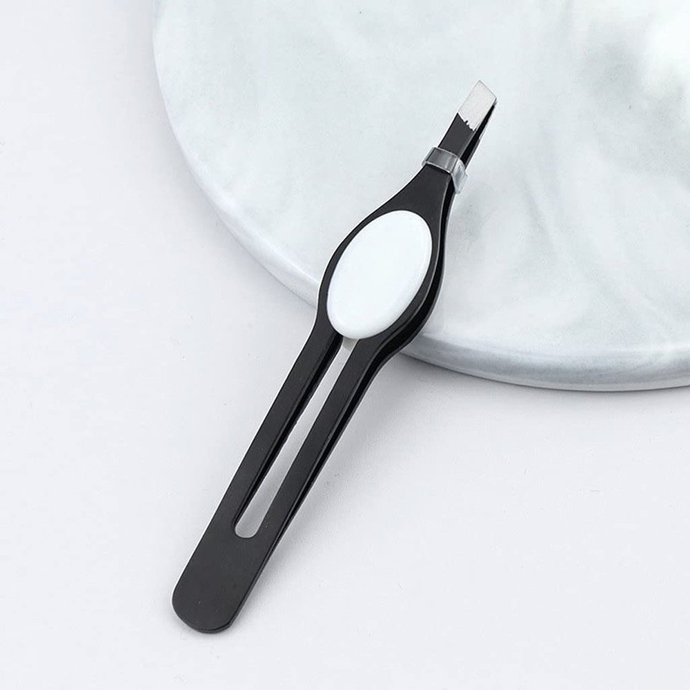 ASWRTYJO Eyebrow Tweezer Stainless Steel Slant Tip Eyes Clip for Face Hair Removal Make Up Tools Pince(D)