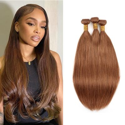 Virgin Human Hair Weft Weaves Extensions Bundle Hair for Full Head 3 Bundles Straight Hair #30