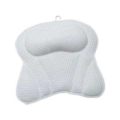 Bath Pillow Home Mesh Headrest Shaped Bathtub Breathable Pillow with Suction Cup Hook Bathroom Spa Pillow(B)