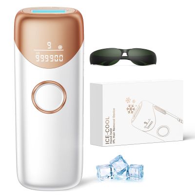 Ubroo Laser Hair Removal for Women, 97.6% Hair Reduction in 2 Session, 5 Ice Cooling IPL Hair Removal Device, Hair Removal at Home for Legs Bikini Armpits Facial (Gold)