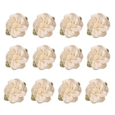 12 Pcs Mini Jasmine Hair Clips Artificial Floral Hairpins Vintage Floral Headpiece for Wedding Bridal Hair Accessories(Beige)