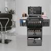 Bacocoo 4-Layer Hairdressing Rolling Case Water Cube Style,Heavy-Duty Rolling Cosmetic Case with Lock Universal Wheels,Large Capacity Makeup Rolling Train Case for Hairstylists,Make-up Artists,Black. view 3