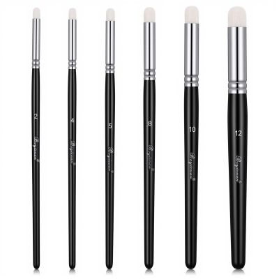 6 PCS Contour Conceal Brush Set, 6 size Versatile Makeup Brushes for Under Eye Concealer, Nose Contour, Eye Makeup, Black