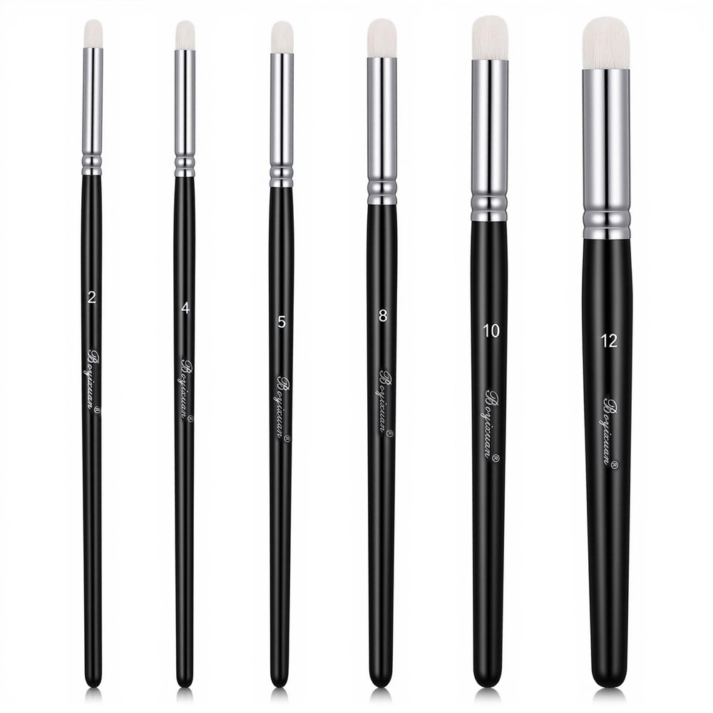 6 PCS Contour Conceal Brush Set, 6 size Versatile Makeup Brushes for Under Eye Concealer, Nose Contour, Eye Makeup, Black