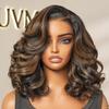 LUVME HAIR 100% Human Hair Wigs Loose Wave Glueless Lace Front 18 Inches, Pre Cut Plucked Hd Lace Short Wig Ready To Go Highlight Color Straight Bleached Knots Side Part Wigs view 1