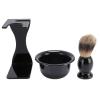 Shaving Brush Set Men Portable Beard Grooming Kit Lathering Foam Bowl Holder Travel view 1
