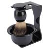 Shaving Brush Set Men Portable Beard Grooming Kit Lathering Foam Bowl Holder Travel view 2