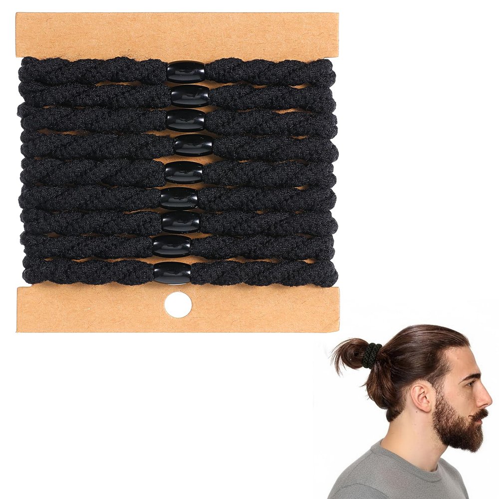 12 Pcs Braided Hair Ties, Braided Black Hair Ties, Durable Hairs Tie for Guys for Long Hairs, Ponytail & Bun