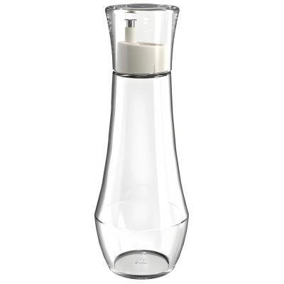 Glass Mouthwash Dispenser, 8.8 Oz, Refillable Bottle with Lid Cup, Countertop Decanter, Transparent, Easy Pump