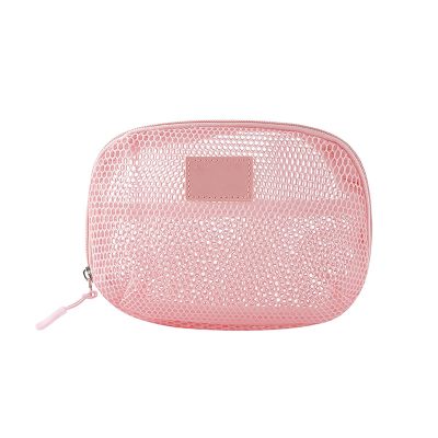 Acronmers Mesh Cosmetic Bag Set Pink Cosmetic Travel Toiletry Bag Travel/On-The-Go Makeup Storage, Zipper Closure Small Pouch Preppy Stuff Teen Girl Gift Trendy Stuff(Small)