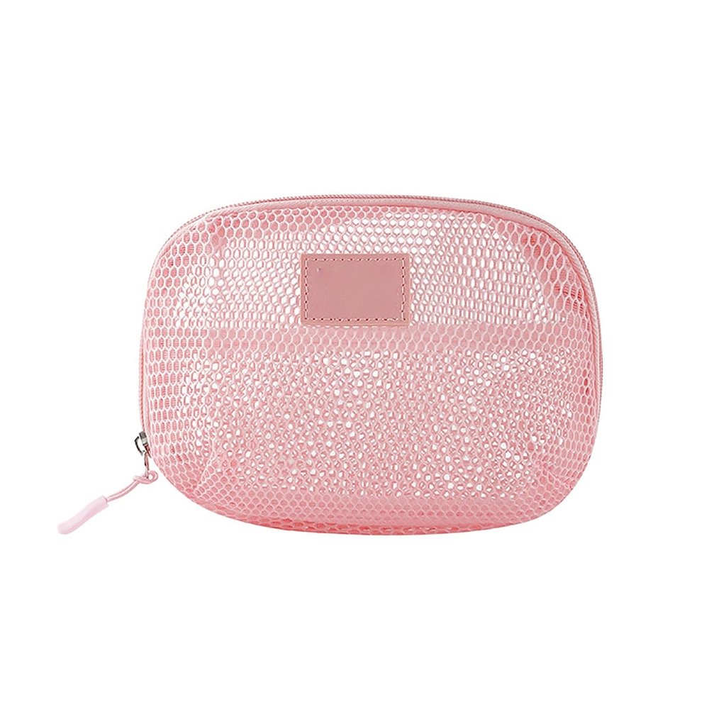 Acronmers Mesh Cosmetic Bag Set Pink Cosmetic Travel Toiletry Bag Travel/On-The-Go Makeup Storage, Zipper Closure Small Pouch Preppy Stuff Teen Girl Gift Trendy Stuff(Small)