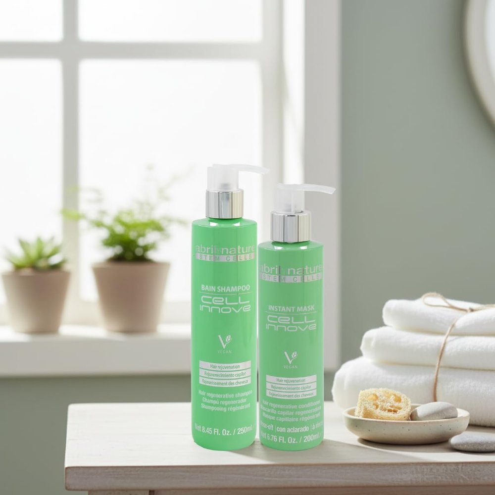 abril et nature Cell Innove Shampoo and Mask professional hair care treatment with plant stem cells