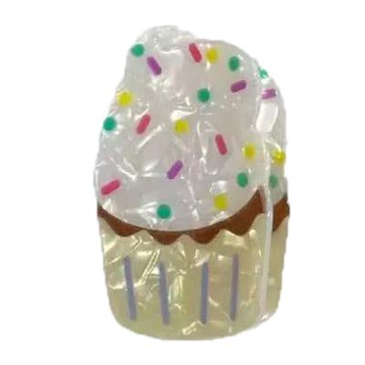 2PCS White Cupcake Claw Clips,Cupcake Hair Clips,Bread Dessert Hair Jaw Clips,Food Shape Hair Clips,Acrylic Hair Clip for Girls,Small Claw Barrettes for Women (White Cupcake)