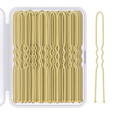 2.8 Inch U Shaped Hair Pins for Women Girls, Long Hair Pin Bobby Pin for Secure Bun Hairstyles, 100 Count (Gold)