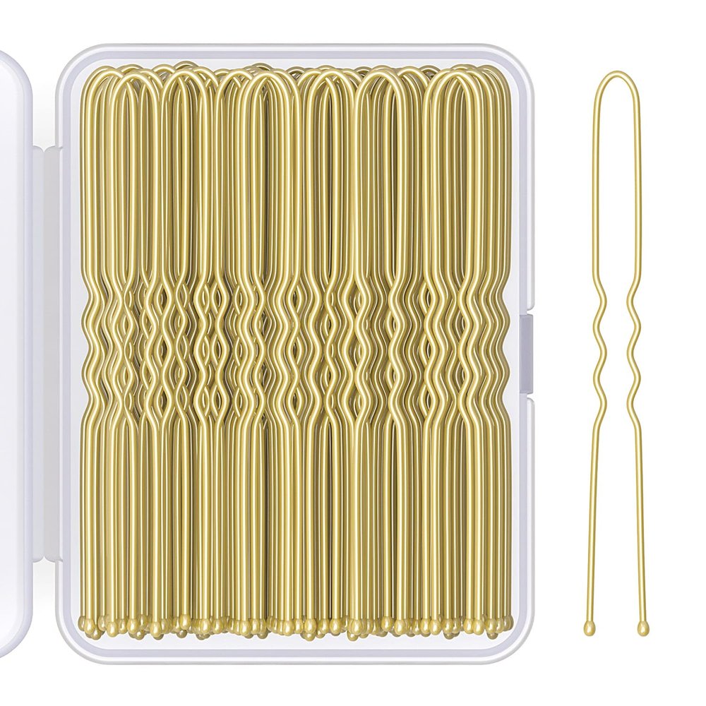 2.8 Inch U Shaped Hair Pins for Women Girls, Long Hair Pin Bobby Pin for Secure Bun Hairstyles, 100 Count (Gold)