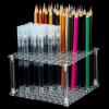 TOPINCN 96 Slots Makeup Brush Holder, Acrylic Cosmetic Pencils Organizer Stand, Clear Beautys Tool Storage Container, Plastic Marker Caddy for Office Home Stationery (Transparent) view 2