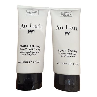 Scottish Au Lait Nourishing Foot Cream and Scrub Set, 7 Fl Oz Each, Hydrating and Exfoliating Treatment, 200ml