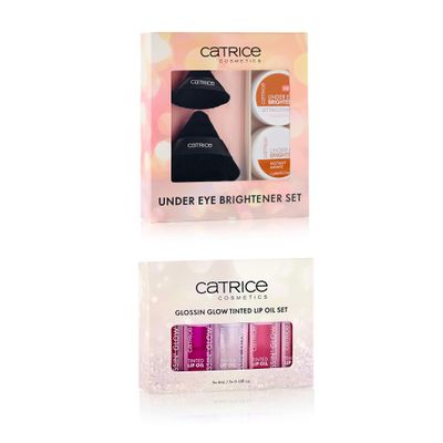 Catrice | Holiday Beauty Bundle Gift Set | Under Eye Brightener 040 Dark Mocha + Glossin Glow Lip Oil Sets | Limited Edition | Vegan & Cruelty Free