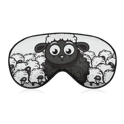 Cartoon Black White Sheep Eye Masks Sleeping Detachable Breathable Eye Cover Soft Block Light Sleep Mask for Women Men, Relaxing Pressure Night Blindfold