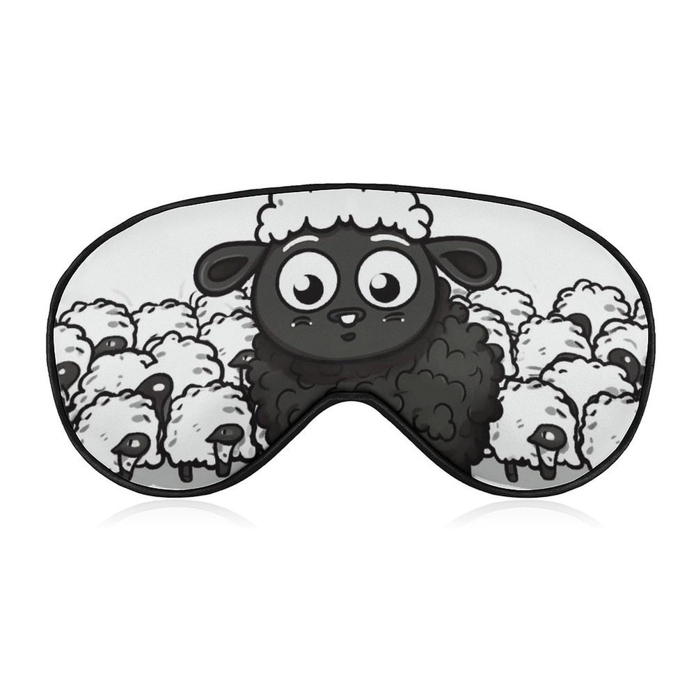 Cartoon Black White Sheep Eye Masks Sleeping Detachable Breathable Eye Cover Soft Block Light Sleep Mask for Women Men, Relaxing Pressure Night Blindfold