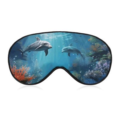 Blue Ocean Underwater Fish Eye Masks Sleeping Detachable Breathable Eye Cover Soft Block Light Sleep Mask for Women Men, Relaxing Pressure Night Blindfold