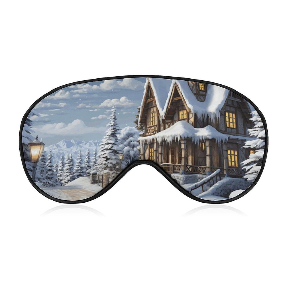 Christmas Winter Happy Scene Eye Masks Sleeping Detachable Breathable Eye Cover Soft Block Light Sleep Mask for Women Men, Relaxing Pressure Night Blindfold