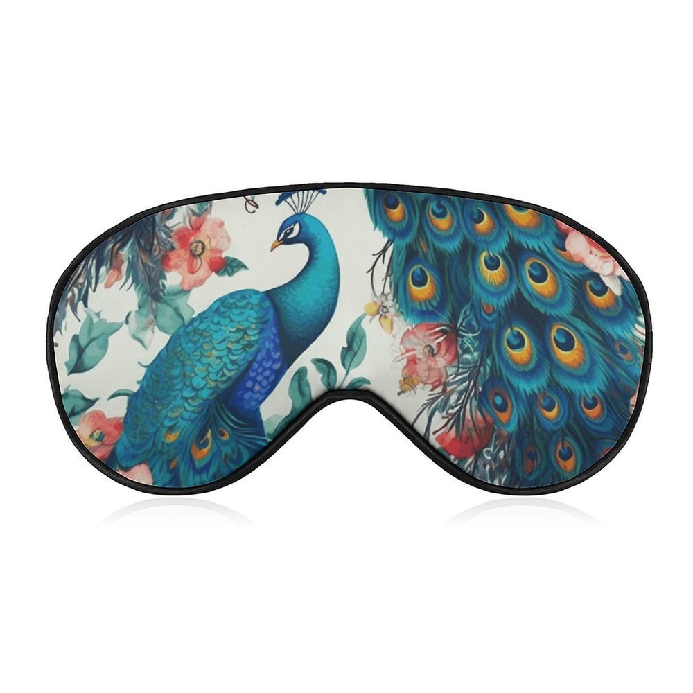 Beautiful Peacock Flowers Eye Masks Sleeping Detachable Breathable Eye Cover Soft Block Light Sleep Mask for Women Men, Relaxing Pressure Night Blindfold