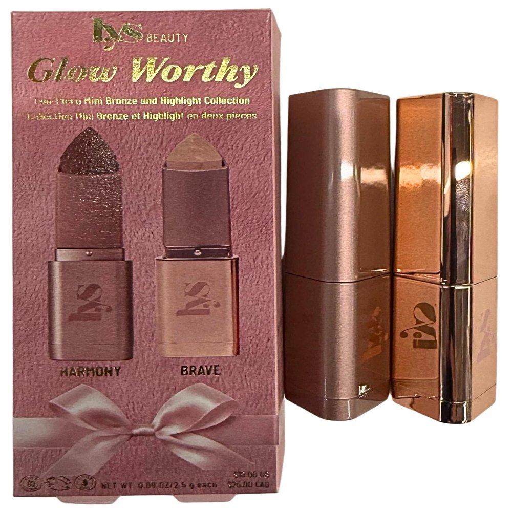 LYS Beauty Glow Worthy 2-Piece Mini Bronze & Highlight Stick Duo Harmony + Brave No Limits Cream Bronzer & Aim High Highlighter 0.09 oz / 2.5 g Each