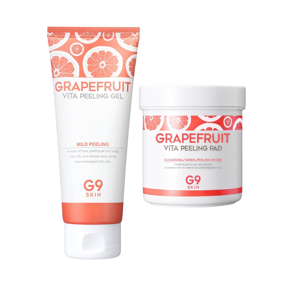 G9SKIN Grapefruit Vita Peeling Duo Exfoliating Gel+ Peeling Pad 100 Sheets for Smooth, Radiant Skin
