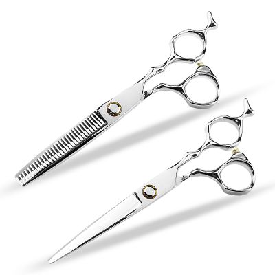 6 Inch Hairdresser Japan Stainless Barber Scissors - Silver Hair Cutting & Thinning Shears Set