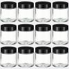 12 Pcs 4 oz Clear Glass Jars with Black Lids Leakproof Round Airtight Jars Empty Cosmetic Jars with Inner Liners Lid for Candle Making Storing Lotions Spice Powder Liquid Sample Makeup (Black,clear) view 1