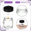 12 Pcs 4 oz Clear Glass Jars with Black Lids Leakproof Round Airtight Jars Empty Cosmetic Jars with Inner Liners Lid for Candle Making Storing Lotions Spice Powder Liquid Sample Makeup (Black,clear) view 2