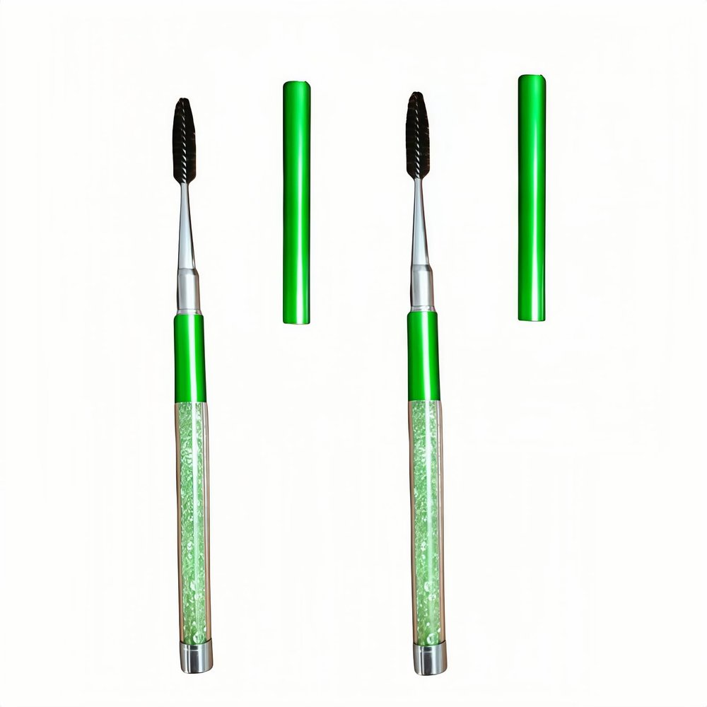 Hiiooweiyi 2 Pcs Eyelash Brush Lash Wand Makeup Tool Eyelash Extension Supplies Cleaning Brush Diamond Mascara Cosmetic Brushes - Green
