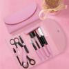 8-Piece Eyebrow Grooming Set with PU Case, Precision Tools Including Razor, Scissors & Brush for Eyebrow Care and Styling (Pink) view 2