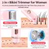 Bikini Trimmer for Women, 2 in 1 Dermave Bikini Shaver with LED Display, Electric Razors for Women, IPX7 Waterproof Wet Dry Use Body Hair Trimmer for Ladies Pubic, Legs, Face, Underarms (Pink) view 2