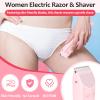 Bikini Trimmer for Women, 2 in 1 Dermave Bikini Shaver with LED Display, Electric Razors for Women, IPX7 Waterproof Wet Dry Use Body Hair Trimmer for Ladies Pubic, Legs, Face, Underarms (Pink) view 4