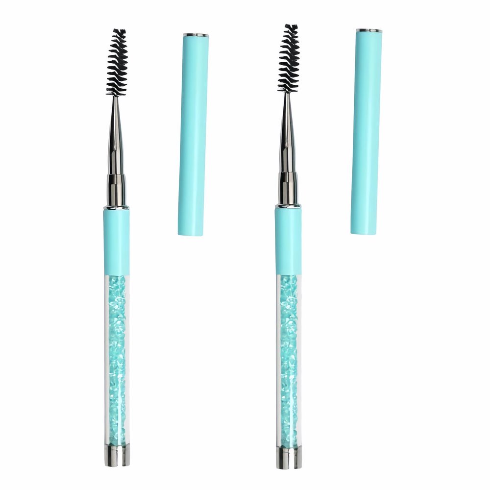 Hiiooweiyi 2 Pcs Eyelash Brush Lash Wand Makeup Tool Eyelash Extension Supplies Cleaning Brush Diamond Mascara Cosmetic Brushes - Sky Blue