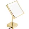 HBVMPCNPV LED Makeup Mirror with Light and 3X/5X Magnification, 8 Inch Brass Countertop Shaving Vanity Cosmetic Mirrors with Switch and Plug,Black,5X(Gold,5X) view 1