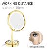 FZHELYXRW Tabletop Makeup Mirror with Light and Magnification, 8 Inch Brass LED Lighted Countertop Mirrors, Standing Vanity with Switch and Plug,Gold,7X(Gold,7X) view 2