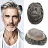 Right Hair Men Toupee Virgin Human Hair System For Mens Hairpiece Toupee For Men Fine Monofilament Hair Replacement Toupee 7X9#1B50#1B Off Black+50% Grey 120% Density view 1