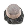 Right Hair Men Toupee Virgin Human Hair System For Mens Hairpiece Toupee For Men Fine Monofilament Hair Replacement Toupee 7X9#1B50#1B Off Black+50% Grey 120% Density view 3