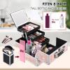 Faquenc Travel Makeup Case with LED Lighted Mirror - 11.6" Portable Makeup Organizer Box, Cosmetic Train Case with Detachable Brush Holder - Fluid Pink view 2