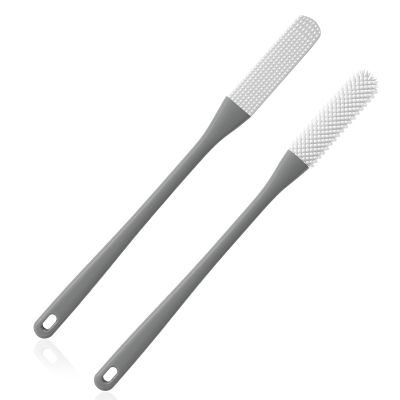 2-Pack Toe Cleaning Brush with Long Handle Foot Scrubber & Exfoliating Anti-Itch Brush for Seniors, Pregnant Women, Men & Women (Grey)